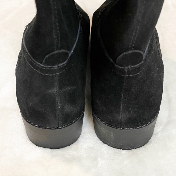 LUCKY BRAND Lefara Suede Black Slouch Ankle Bootie Boot 7 37.5 Western Leather - Picture 5 of 9